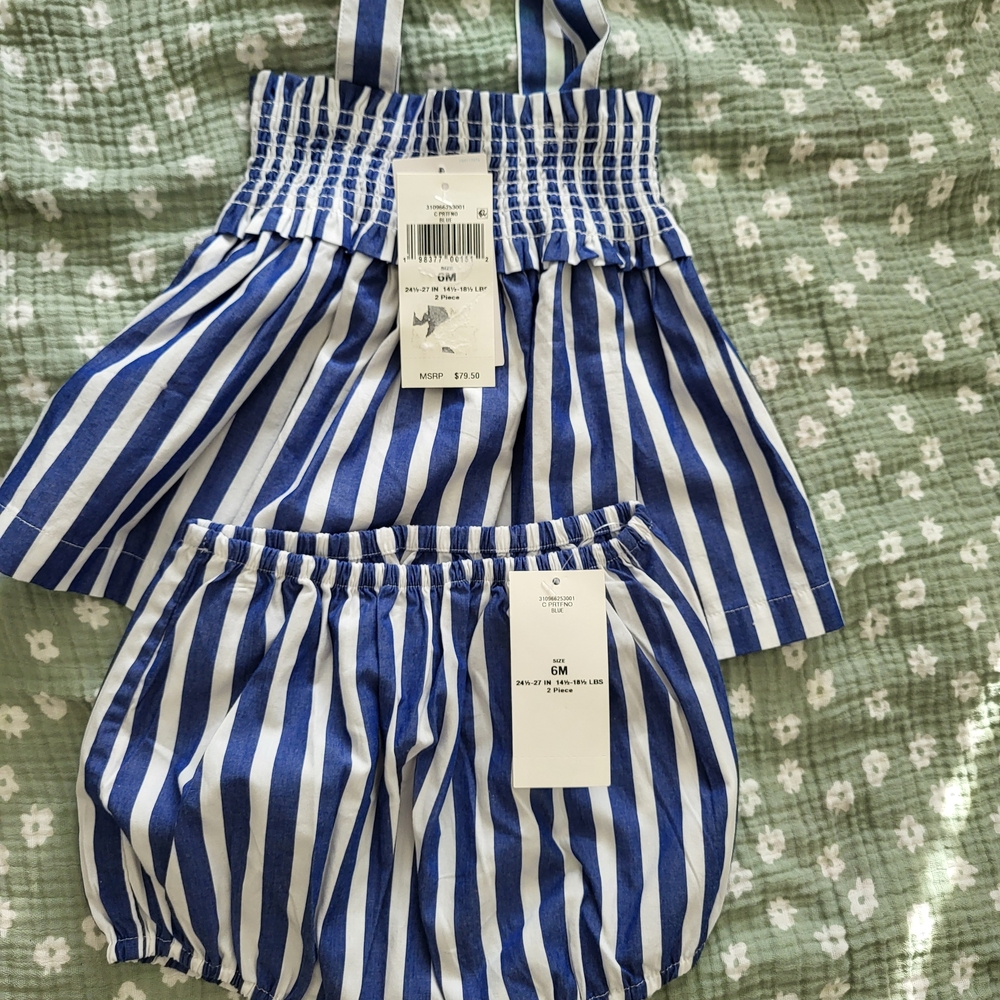 Ralph Lauren Blue and White Striped Baby Outfit 6 Month